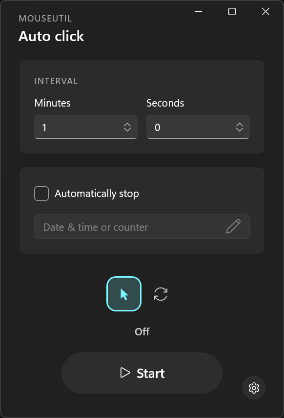 MouseUtil auto click mode window