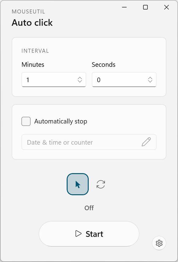 MouseUtil auto click mode window