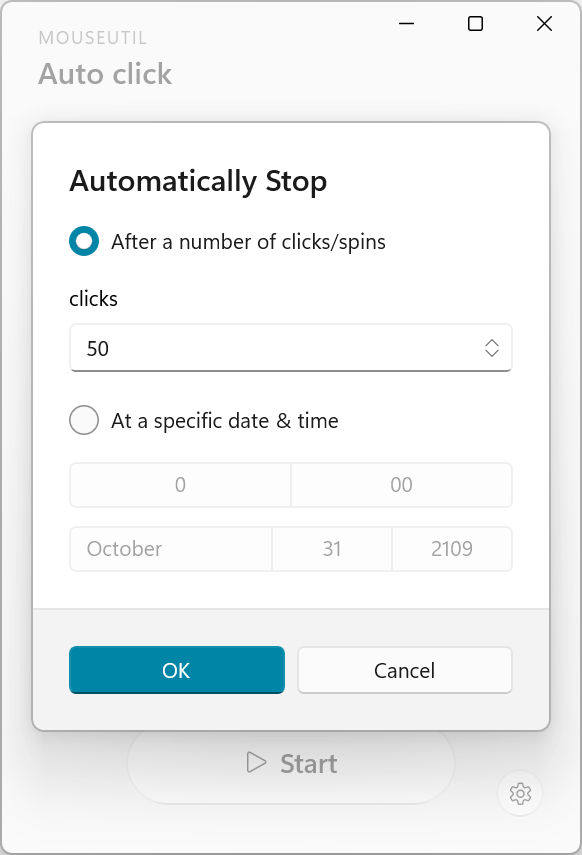 Settings panel