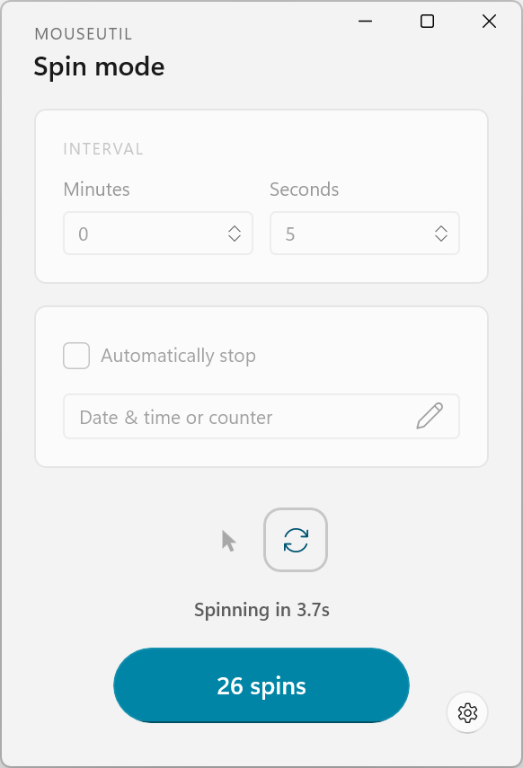 Auto click mode, counting down